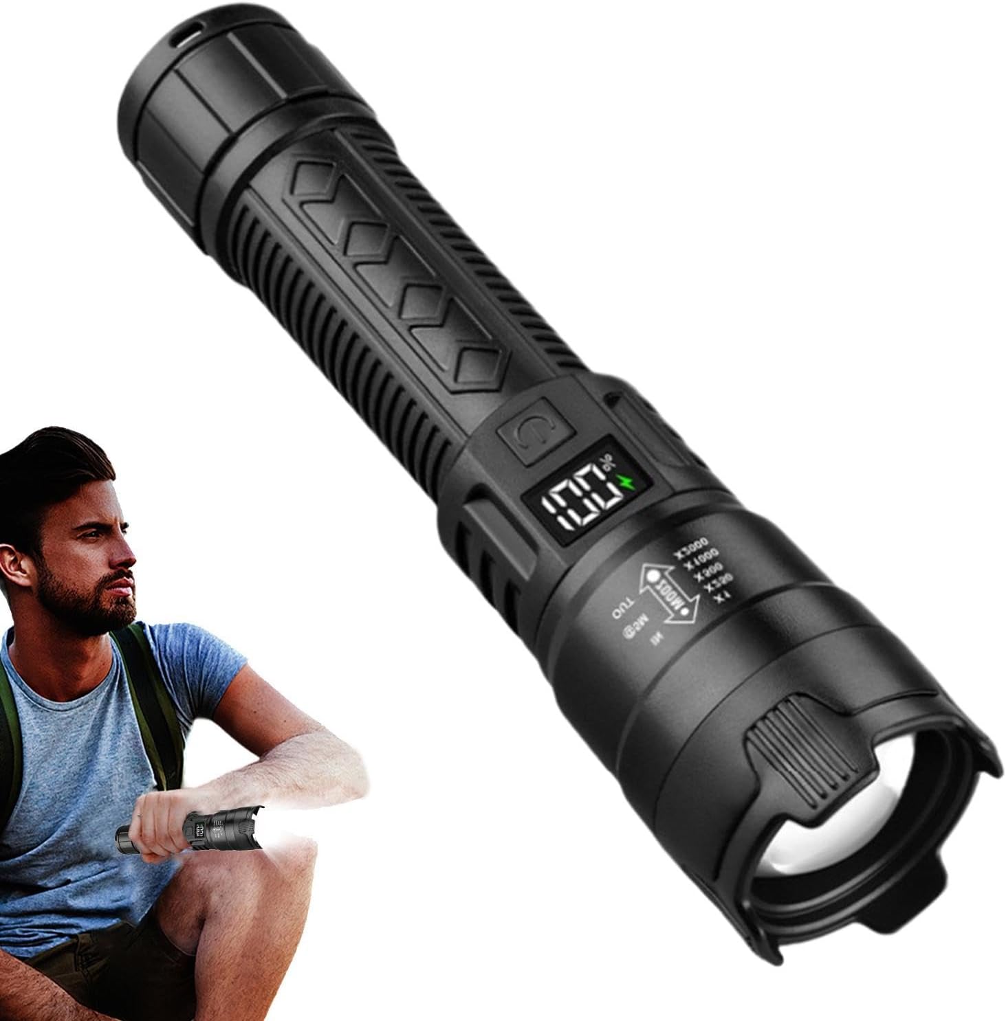 Outdoor Adventure Trips - Linterna LED táctica de 2000LM, recargable