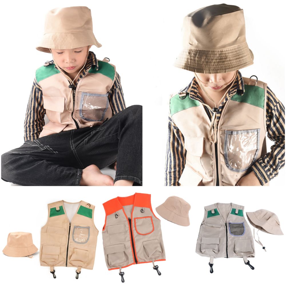 Outdoor Adventure Kit For Kids - Chaleco y sombrero de explorador multicolor