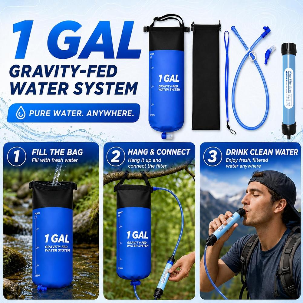 Kit de filtro de agua por grav - Outdoor Adventure Backpack reseña y precio